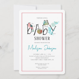 Invitación a baby shower de alfabeto ABC para bebé