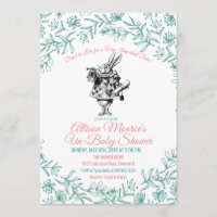 Invitación a baby shower de Alicia en el País de l