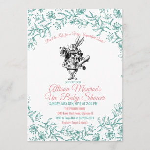 Invitación a baby shower de Alicia en el País de l