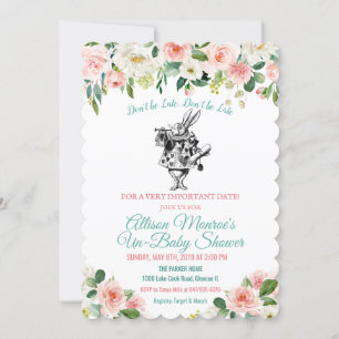 Invitación a baby shower de Alicia en el País de l