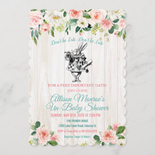 Invitación a baby shower de Alicia en el País de l