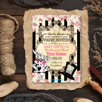 Invitación a baby shower de Alicia en el País de l