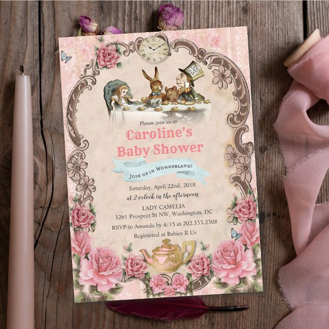 Invitación a baby shower de Alicia en el País de l (Subido por el creador)