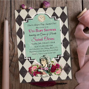 Invitación a baby shower de Alicia en el País de l