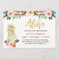 Invitación a Baby Shower de Aloha Pineapple Floral
