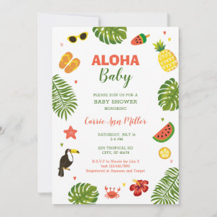 Invitación a Baby Shower de Aloha, un hawaiano tro
