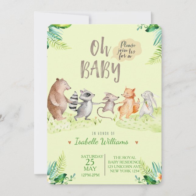 Invitación a Baby Shower de amigos de Woodland Dan (Anverso)