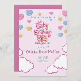 Invitación a Baby Shower de amor rosado