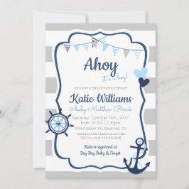 Invitación a Baby Shower de Anchor Náutico Blue Bo