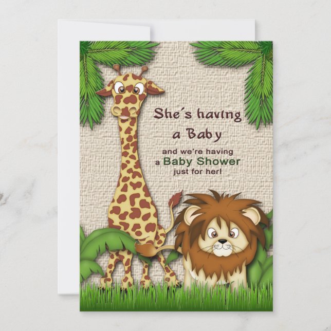 Invitación a Baby Shower de Animal Kingdom (Anverso)