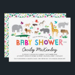 Invitación a Baby Shower de Animales Africanos<br><div class="desc">Una serie de animales africanos y colores alegres y brillantes hacen de esta invitación a la ducha de bebé una manera alegre y divertida de celebrar a la futura madre con una celebración con temática de safari neutral de género. Personaliza todo el texto con tus detalles para que te inviten...</div>