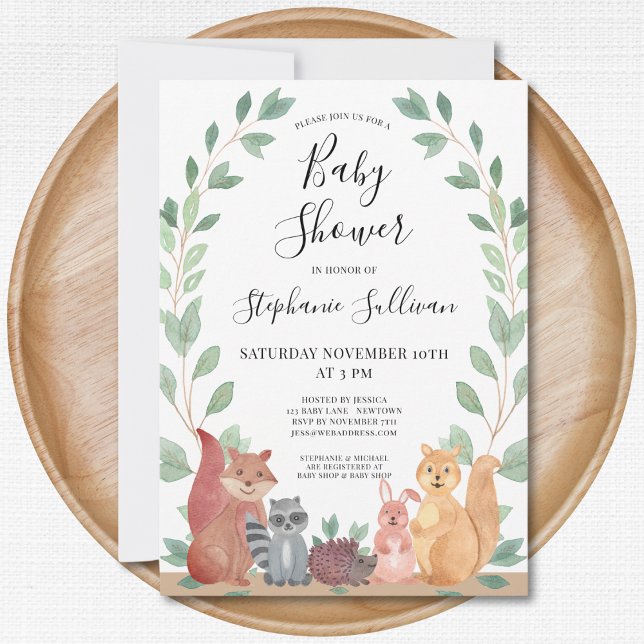 Invitación a Baby Shower de animales de bosque de  (Subido por el creador)