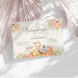 Invitación a Baby Shower de animales de bosque de 