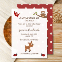 Invitación a Baby Shower de animales de bosque de 