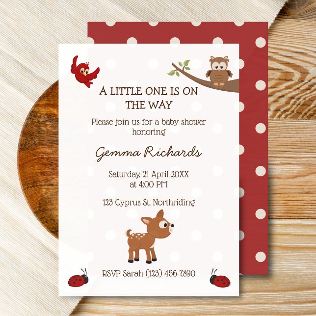 Invitación a Baby Shower de animales de bosque de  (Woodland baby shower invitation mockup)