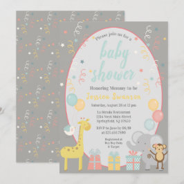 Invitación a Baby Shower de animales de Fiesta lin