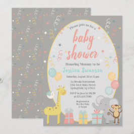 Invitación a Baby Shower de animales de Fiesta lin