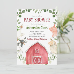 Invitación a Baby Shower de Animales de Granja