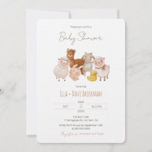 Invitación a Baby Shower de animales de granja de