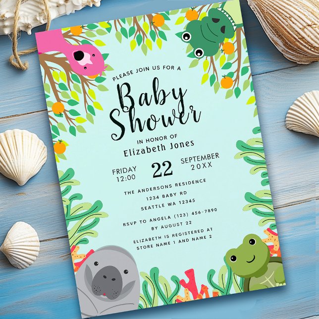Invitación a Baby Shower de animales de la Florida (Subido por el creador)