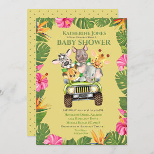 Invitación a Baby Shower de animales de la jungla 