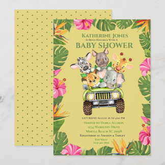 Invitación a Baby Shower de animales de la jungla 