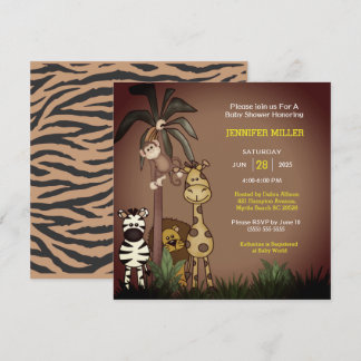 Invitación a Baby Shower de animales de la jungla 