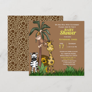 Invitación a Baby Shower de animales de la jungla