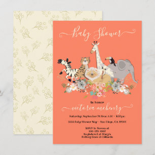Invitación a Baby Shower de animales de la jungla