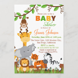 Invitación a Baby Shower de animales de la jungla