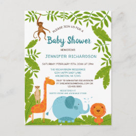 Invitación a Baby Shower de animales de la jungla 