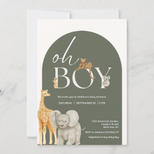 Invitación a Baby Shower de animales de la jungla