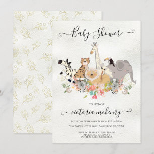 Invitación a Baby Shower de animales de la jungla