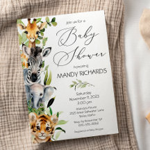 Invitación a Baby Shower de animales de la jungla 