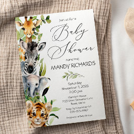 Invitación a Baby Shower de animales de la jungla 