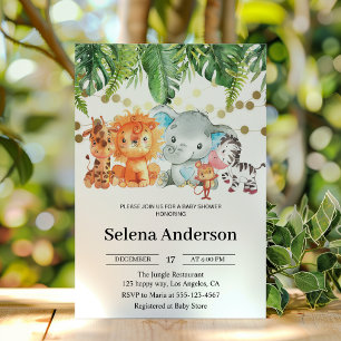 Invitación a Baby Shower de animales de la jungla