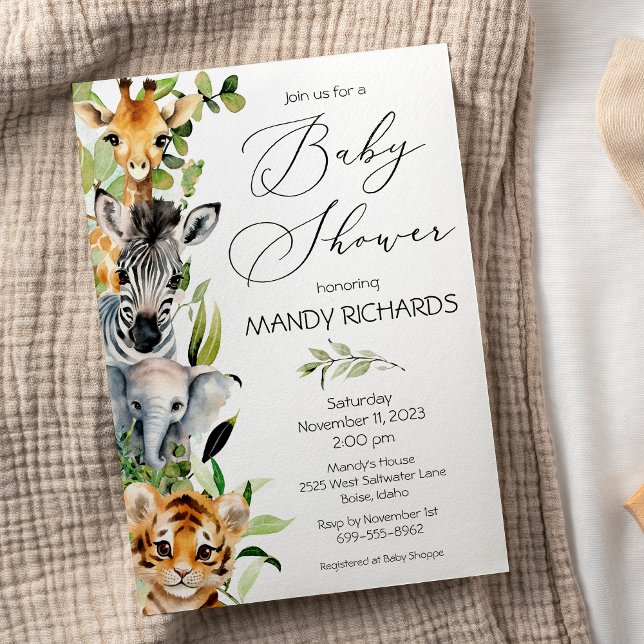 Invitación a Baby Shower de animales de la jungla  (Subido por el creador)
