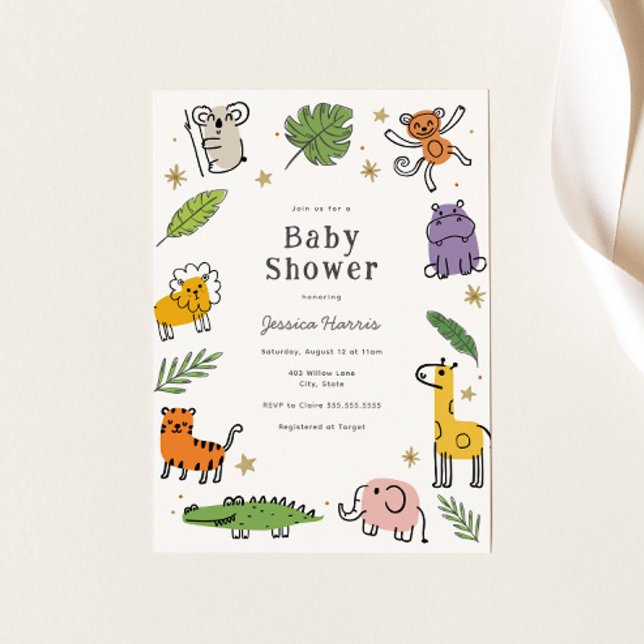 Invitación a Baby Shower de animales de la jungla (Subido por el creador)
