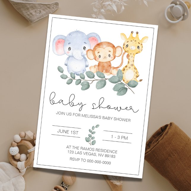 Invitación a Baby Shower de animales de la jungla  (Subido por el creador)