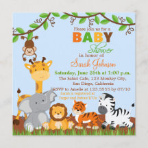 Invitación a Baby Shower de animales de la jungla 
