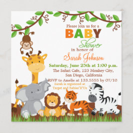 Invitación a Baby Shower de animales de la jungla 