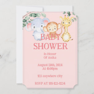 Invitación a baby shower de animales de la selva r