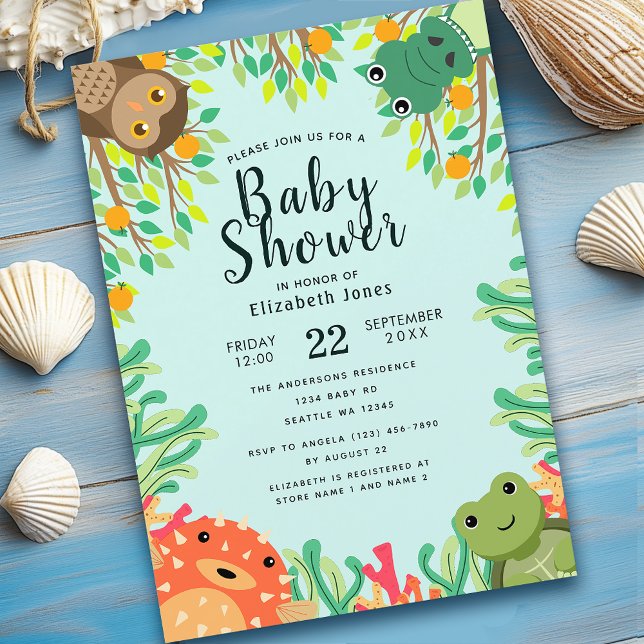 Invitación a Baby Shower de animales de mar y pant (Subido por el creador)