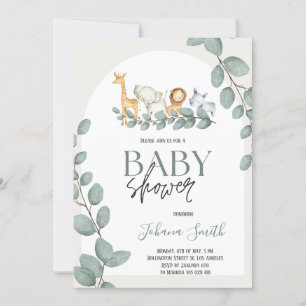 Invitación a Baby Shower de animales de Safari