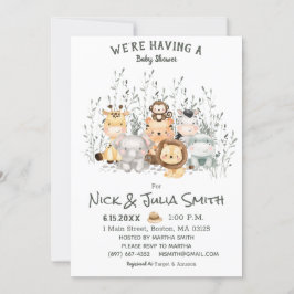 Invitación a Baby Shower de animales de Safari