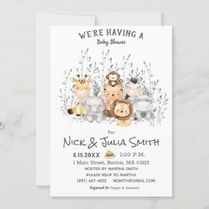 Invitación a Baby Shower de animales de Safari