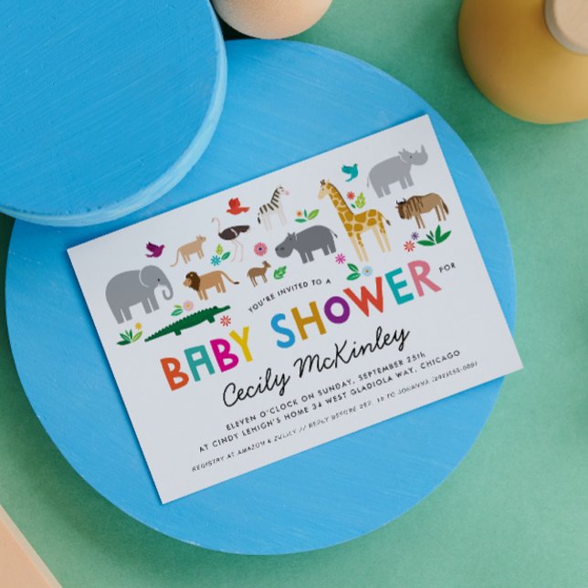 Invitación a Baby Shower de animales de safari afr (Subido por el creador)