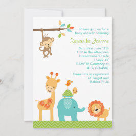 Invitación a Baby Shower de animales de Safari de 