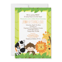 Invitación a Baby Shower de animales de Safari de