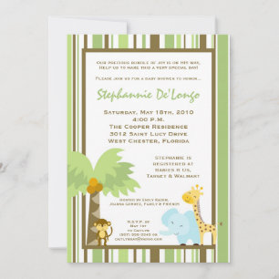 Invitación a Baby Shower de animales de safari en